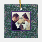 Victoriaanse antieke paarse viooltjes blauwe lint  keramisch ornament (Voorkant)