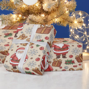 Victoriaanse Aquarel Kerstman Kerstcollectie Cadeaupapier