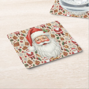 Victoriaanse Aquarel Kerstman Kerstcollectie Kartonnen Onderzetters