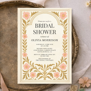 Victoriaanse Art Nouveau bruiloftsshower met bloem Kaart