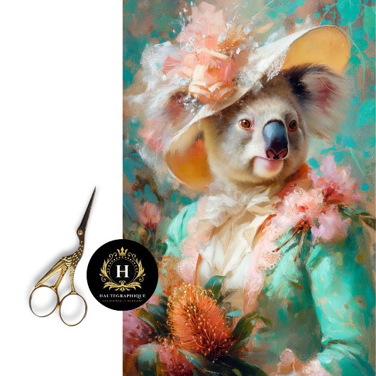 Victoriaanse Australische Dame Koala Decoupage Tissuepapier