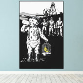 Victoriaanse baby funny kolenmijnwerker thema canvas afdruk (Insitu (Houten vloer))