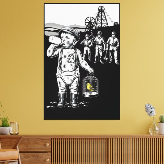 Victoriaanse Baby Grappig Mijnwerker Thema Canvas Afdruk (Insitu (Woonkamer))