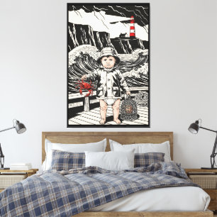 Victoriaanse Baby - Grappige Baby Zee Visser Canvas Afdruk