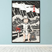 Victoriaanse Baby - Grappige Baby Zee Visser Canvas Afdruk (Insitu (Houten vloer))