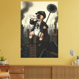 Victoriaanse Baby Grappige Schoorsteenveger Thema Canvas Afdruk