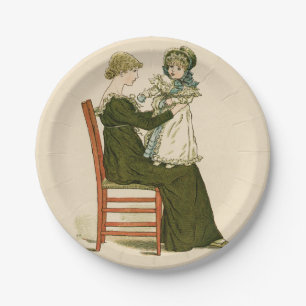 Victoriaanse baby Greenaway moeder Papieren Bordje