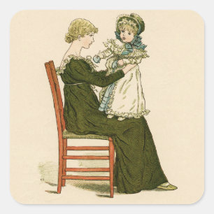Victoriaanse baby Greenaway moeder Vierkante Sticker