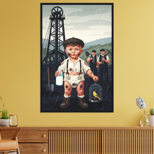 Victoriaanse Baby Poster - Grappig Mijnwerker Them Canvas Afdruk (Insitu (Woonkamer))