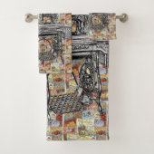 Victoriaanse badkamer handdoek sets met naaimotief (Insitu)