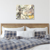 Victoriaanse badschone Kraken Vintage Surrealisme Canvas Afdruk (Insitu (Slaapkamer))