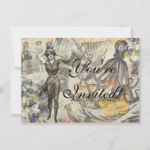 Victoriaanse badschone Kraken Vintage Surrealisme Kaart
