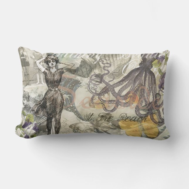 Victoriaanse badschone Kraken Vintage Surrealisme Kussen (Voorkant)