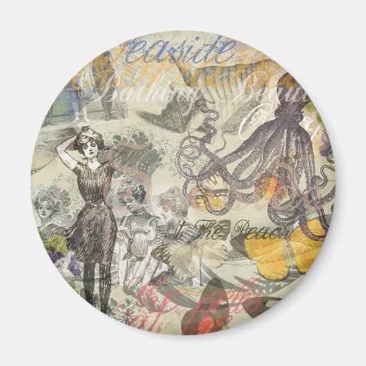 Victoriaanse badschone Kraken Vintage Surrealisme Magneet (Voorkant)