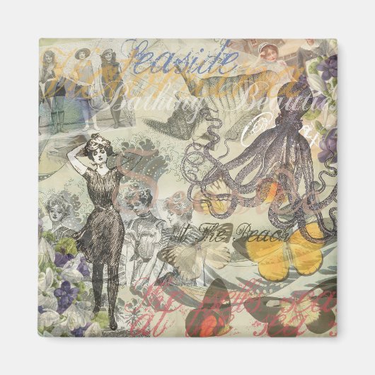 Victoriaanse badschone Kraken Vintage Surrealisme Magneet (Voorkant)