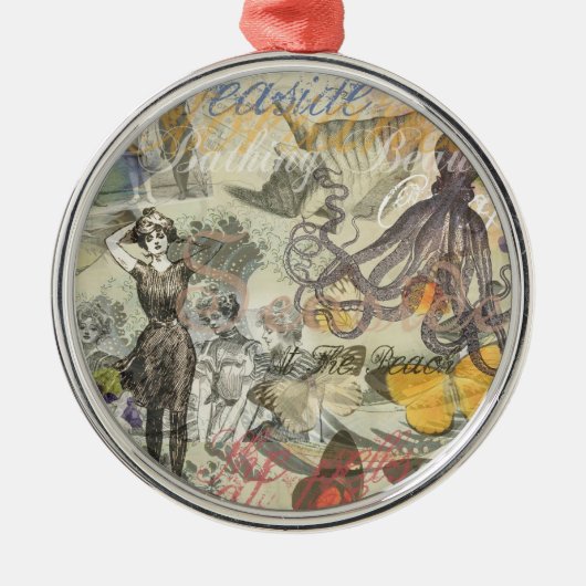Victoriaanse badschone Kraken Vintage Surrealisme Metalen Ornament (Voorkant)