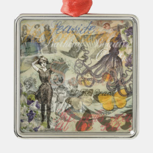 Victoriaanse badschone Kraken Vintage Surrealisme Metalen Ornament