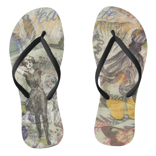 Victoriaanse badschone Kraken Vintage Surrealisme Teenslippers (Voetbed)