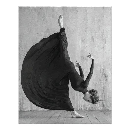 Victoriaanse balletdanseres in beweging foto afdruk (Voorkant)