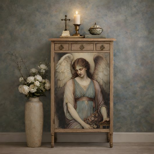 Victoriaanse Beschermengel Bloemlantaarn Decoupage Tissuepapier