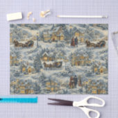 Victoriaanse besneeuwde dorpskerstillustratie tissuepapier (Craft)