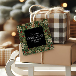 Victoriaanse Bessen Donkere Botanische Kerstmis Go Bedankjes Labels