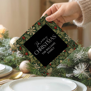 Victoriaanse Bessen Donkere Botanische Kerstmis Servet