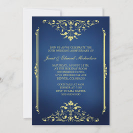 Victoriaanse Blauwe en Gouden Jubileum Uitnodiging