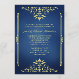 Victoriaanse Blauwe en Gouden Jubileum Uitnodiging