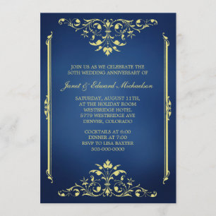 Victoriaanse Blauwe en Gouden Jubileum Uitnodiging