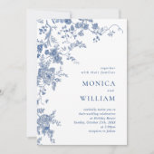 Victoriaanse Blauwe Franse Bloem Foto QR code Trou Kaart (Voorkant)