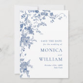 Victoriaanse Blauwe Franse Tuin Bruiloft QR code Save The Date (Voorkant)