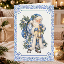 Victoriaanse Blauwe Kerstman Lantaarn Winter Kerst