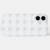 Victoriaanse Blauwe Toile Herhalende Monogram Naam Case-Mate iPhone Case (Achterkant (horizontaal))
