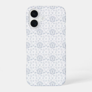 Victoriaanse Blauwe Toile Herhalende Monogram Naam iPhone 16 Hoesje