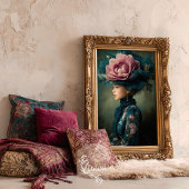 Victoriaanse bloei, fantasyp-portret, bloemcouture tissuepapier