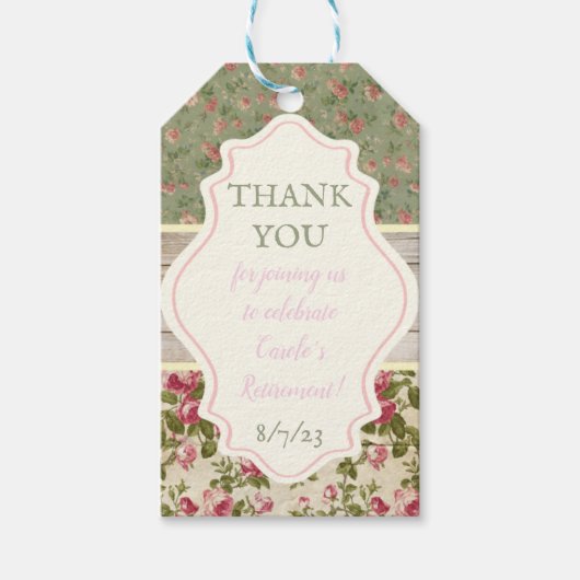 Victoriaanse bloem, Shabby Chic, Feest Favor Cadeaulabel (Voorkant)