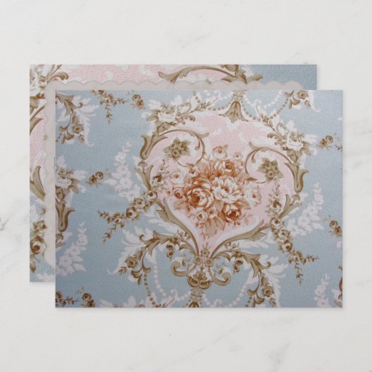 Victoriaanse Bloemen - Ansichtkaart / Bruidsbeurs  Uitnodiging Briefkaart (Voorkant / Achterkant)