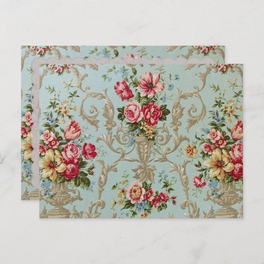 Victoriaanse Bloemen - Ansichtkaart / RSVP / Uitno Aankondigingskaart (Voorkant / Achterkant)