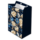 Victoriaanse bloemen blauwe cadeautas (Voorkant Gekanteld)