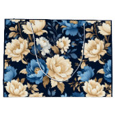 Victoriaanse bloemen blauwe cadeautas (Achterkant)