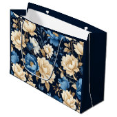 Victoriaanse bloemen blauwe cadeautas (Voorkant Gekanteld)