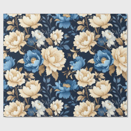 Victoriaanse bloemen blauwe cadeautas cadeaupapier