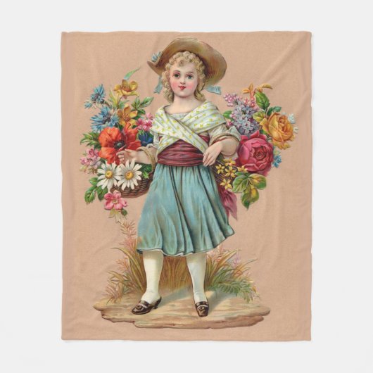 Victoriaanse bloemenmeisjesprint fleece deken (Voorkant)