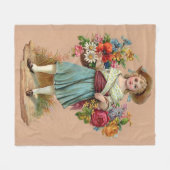 Victoriaanse bloemenmeisjesprint fleece deken (Voorkant (Horizontaal))