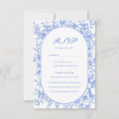 Victoriaanse bloemige iets blauws bruidsdouche RSVP kaartje (Voorkant)