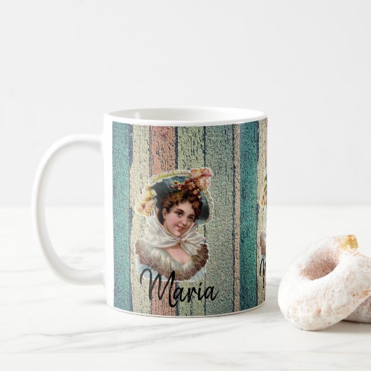 Victoriaanse bloemstreep mok (Met donut)