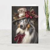 Victoriaanse Blue Merle Collie Feestdagen Kaart (Voorkant)