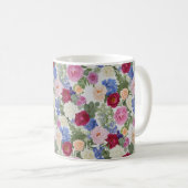 Victoriaanse Blush & Azure Botanisch Koffiemok (Voorkant rechts)