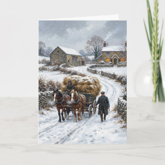 Victoriaanse boerderij Kerstmis: Hooiwagen Feestdagen Kaart